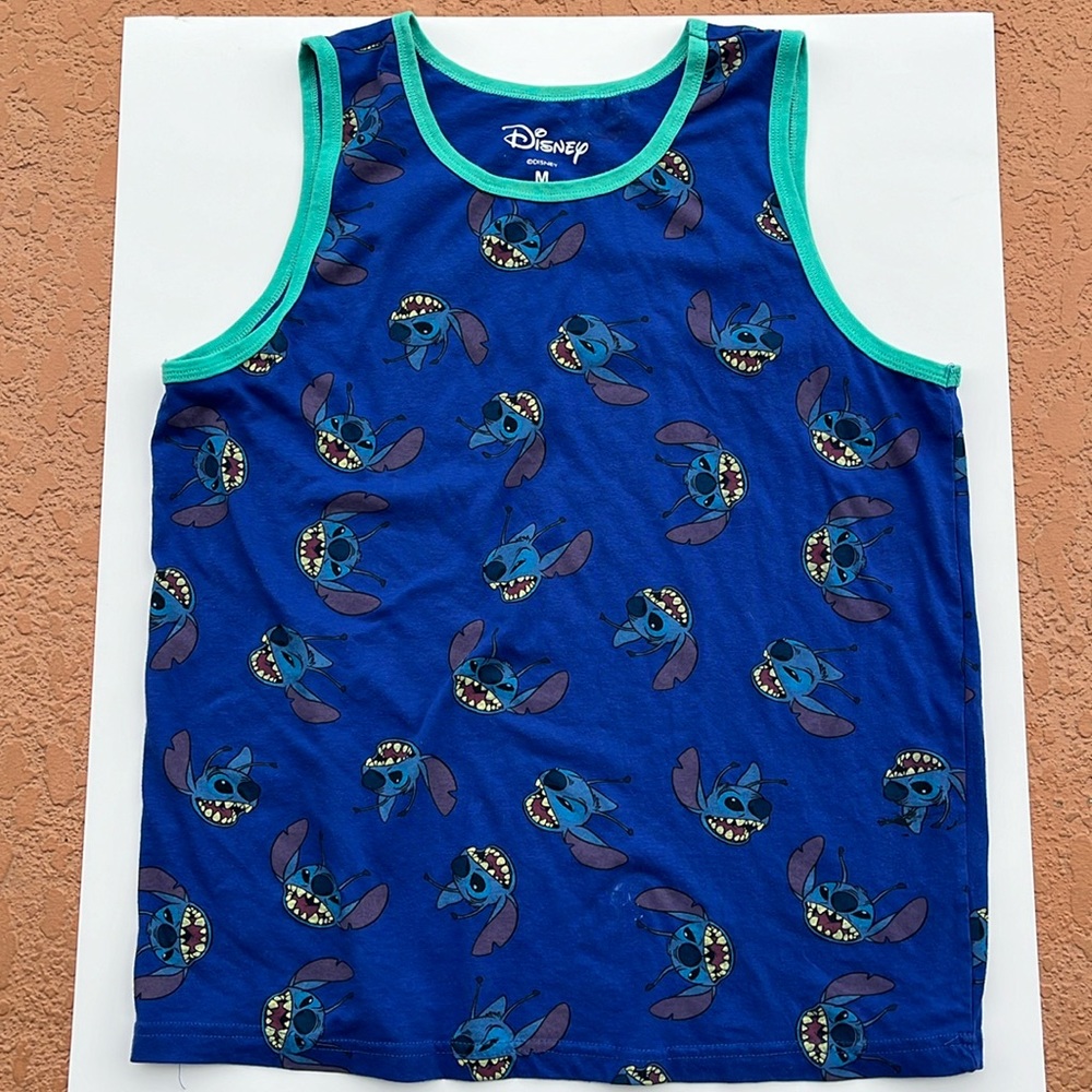 Disney shirt Lilo and stitch women’s top sleeveless blue with print slightly use